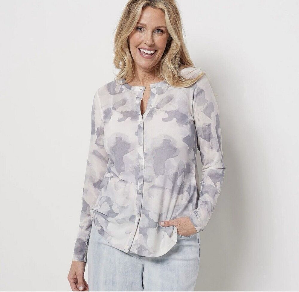 LOGO Layers by Lori Goldstein Size 2X 2-Piece Watercolor Sheer Tank Top/Cardigan